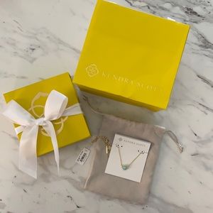 Tessa Gold Small Pendant Necklace In Light Blue Magnesite New in Box